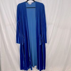 Royal Blue Velvet LuLaRoe Sarah Duster, Large
